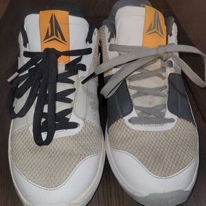 Ja Morant Basketball Shoes White and Gray Athletic Shoes with Orange Accent